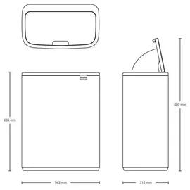 Brabantia Bo Touch Bin 2 Innen eimern, 2 x 30 Liter, Weiß