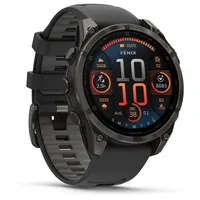 Garmin fenix 8 AMOLED 47 mm sapphire, schwarz / carbongrau DLC Titan mit QuickFit Silikon-Armband 22 mm