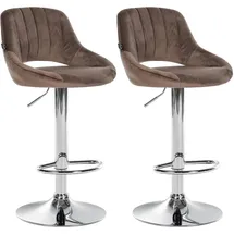 CLP Barhocker Milet, Samt braun Textil, 47x85x48 cm, Esszimmer, Barmöbel, Barhocker
