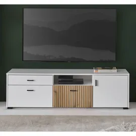 furn.design Tv-Lowboard, Weiß, Eiche, Metall, Nachbildung,Eiche, Uni, Holz Optik, 1 Schubladen, Rechteckig, eckig, 150x44x42 cm, FSC 100%, Wohnzimmer, Wohnwände, Lowboards, Lowboards stehend