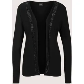 Madeleine Langarmshirt MADELEINE "Shirtjacke Offene, leichte Jacke in weiter Form", Damen, Gr. 46, schwarz, Obermaterial: 95% Viskose CV. 5% Elasthan EL., Modern, schmal, Shirts Langarmshirt, Funkelnde Steine
