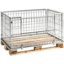 Kongamek Palettencontainer verzinkt 870mm hoch vorne halb zu öffnen passend zu Europaletten 1200x800mm