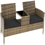 tectake Rattan Gartensitzbank mit Tisch  1