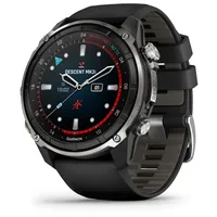 Garmin Descent MK3i 51 mm PVD-Titaniumgehäuse silber/schwarz Silikonarmband schwarz