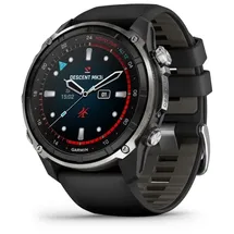 Garmin Descent MK3i 51 mm PVD-Titaniumgehäuse silber/schwarz Silikonarmband schwarz