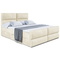 ALTDECOR Boxspringbett mit Kopfteil, Bettkasten und Fußteil, Polsterbett BOXI3-Z - Hart (H4) Matratze - 160x200 - Beige Samt