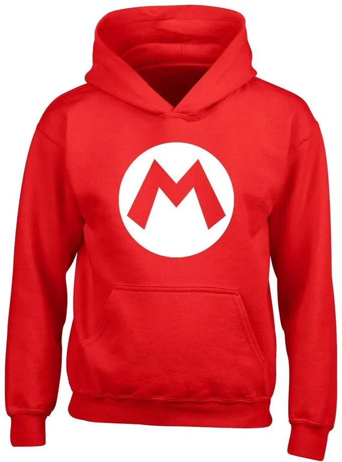 Unisex Sweater mit Kapuze Super Mario Badge Rot - 12-13 Jahre