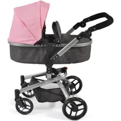 CHIC 2000 593 86 Kombi-Puppenwagen YOLO melange dunkelgrau-rosa