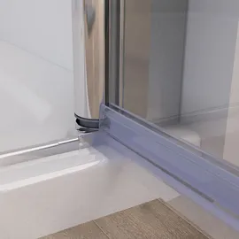 MIQU Duschkabine Eckig mit Falttür 80 x 75 cm grau/NANO Glas 185 cm DB7580