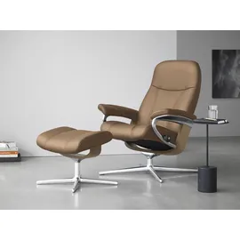 Stressless Relaxsessel STRESSLESS "Consul", braun (latte batick), B:82cm H:102cm T:72cm, Leder BATICK: BATICK ist ein leicht korrigiertes, durchgefärbtes und genarbtes Möbelleder, bei dem die meisten Unebenheiten und Spuren in der Regel entfernt wurden.