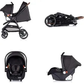 Chipolino Kombikinderwagen Ultera 2 in 1 Babyschale Fußabdeckung klappbar Korb schwarz - Schwarz