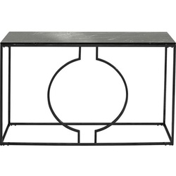 Kare-Design Konsolentisch, Schwarz, Metall, Stein, 35×75 cm, Wohnzimmer, Wohnzimmertische, Konsolentische