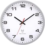 NESIFEE funkuhr Wand wanduhr Funk funkwanduhr 25 cm Silber funkuhr Schwarze batteriebetrieben Vintage modern Uhr Wand für Küche Schlafzimmer Wohnzimmer Kinder