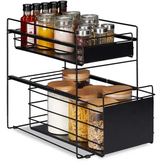 Relaxdays Schubladenregal, mit 2 Körben, schwarz