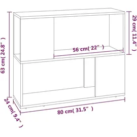 vidaXL Bücherregal 80 x 24 x 63 cm Braun