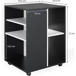 Vicco, Rollcontainer, Rollcontainer, Anthrazit/Weiß, 59 x 53 cm
