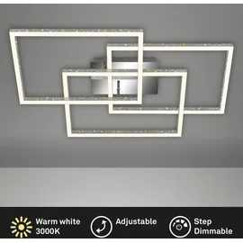 Briloner LED Deckenleuchte Frame 80 cm, alu chrom, Glitzereffekt