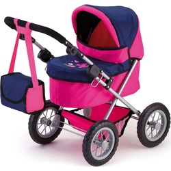 Bayer Puppenwagen Trendy, pink/blau, inkl. Wickeltasche blau|rosa
