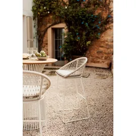 Niehoff Stehtisch Ø80 cm Aluminium Ivory/Tischplatte Teak natur