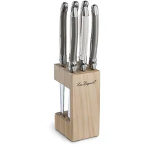 Lou Laguiole Steakmesser Set 6-teilig | 2511 Steakmesser mit Tradition und Stil | Griffe in Pfeffer, Perle & Taupe | Wellenschliff Messer