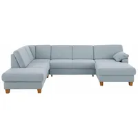 Home affaire Wohnlandschaft Belfort U-Form, mit Federkern, wahlweise mit Bettfunktion und Stauraum blau