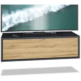 Vladon Lana Lowboard 100x29x37 cm Schwarz matt/Eiche Natur MDF/Spanplatte