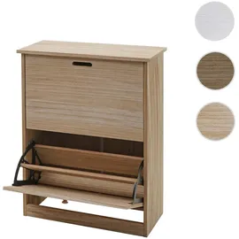 MCW Schuhkipper MCW-K45, Schuhschrank Schuhregal, 81x60x25cm 2 Klappen, Paulownia Holz ~ naturbraun