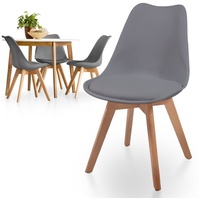 MIADOMODO Esszimmerstuhl Esszimmerstühle 2/4/6/8er Set - aus Kunststoff & Massivholz, Farbwahl (4 St) grau
