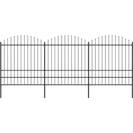 vidaXL Gartenzaun mit Speerspitze 537 x 200 cm Schwarz/Stahl