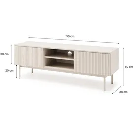 beautysofa Lowboard 150x50x38 cm Beige Metall/MDF/Spanplatte