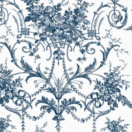 Laura Ashley Vliestapete LAURA ASHLEY "Tuileries", blau, B:0,52m H:10m L:10m, Vlies, Tapeten, 10mx52cm (ca. 5m2)