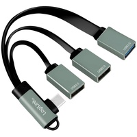 Logilink UA0361 - USB-CTM (USB 3.2 Gen 2) Multiport Hub mit gewinkeltem Stecker auf 2X USB 2.0 (Typ A Buchse) + 1x USB 3.0 (Typ A Buchse)
