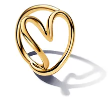 Pandora Essence Organisch Geformtes Herz Ring aus Sterling Silber mit vergoldeter Metalllegierung, Größe: 58,