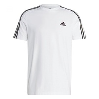 Adidas Herren Essentials Single Jersey 3-Stripes Tee, White/Olive Strata, S