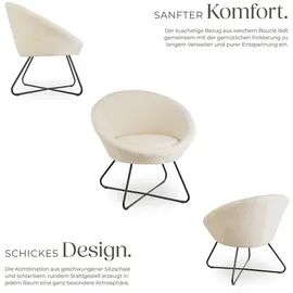 Tectake tectake® Cocktailsessel, gepolstert, mit Bouclé- oder Samtbezug, pulverbeschichtetes Stahlgestell, 83 x 73 x 82 cm