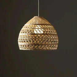 Licht-Erlebnisse Pendelleuchte GROCK Naturholz Rattan flexibel einstellbar 1x E27 bis 25W LE116806