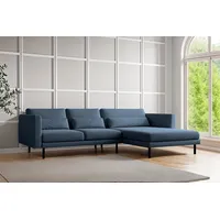 Fun Möbel Ecksofa Designersofa AGADA in Stoff Verita Marineblau