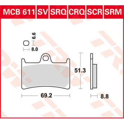 TRW Lucas Racing oppervlak MCB611SCR zonder ABE