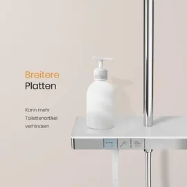 EMKE Duschsystem mit Thermostat Duschset Duschsäuleset mit 40cm Thermostatische Platte, Brausestange, Handbrause mit 4 Strahlstärken,Regendusche mit Armatur, Anthrazit Matt