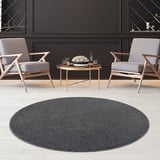 jimri Fashion4Home Teppich Wohnzimmer – Einfarbig Teppich, Uni Teppich fürs Kinderzimmer, Schlafzimmer, Arbeitszimmer, Büro, Flur und Küche - Kurzflor Teppich Grau, Größe: 160 cm Rund