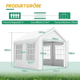 Thanaddo Partezelt 3 x 3 m Weiß