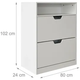 Relaxdays Schuhschrank 80 x 102 x 24 cm modern weiß / weiß