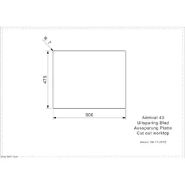 Reginox ADMIRAL 40 links Einbau Edelstahl 61,5 x 49 mm Handbetätigung