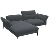 FLEXLUX Ecksofa Salino, Funktionssofa mit Recamiere, Relaxsofa, Ecksofa, Sofa mit Arm- und Kopfteil-Verstellungen, Kaltschaum & Stahl-Wellen schwarz