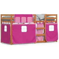 vidaXL Etagenbett mit Vorhängen Rosa 90 x 200 cm Kiefer massiv rosa
