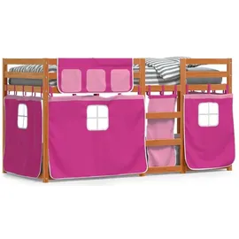 vidaXL Etagenbett mit Vorhängen Rosa 90 x 200 cm Kiefer massiv rosa