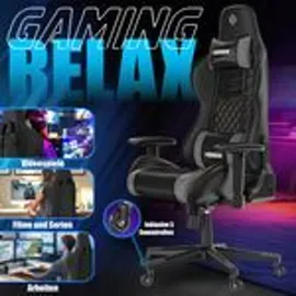 Kesser KESSER® Gaming Stuhl Ergonomisch Bürostuhl mit Kopfstütze & Lendenkissen Racing Gamer Stuhl 150kg belastbar Armlehne 360° Drehbarer Schreibtischstuhl Gaming Chair + Gummi-Rollen