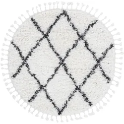 Hochflor-Teppich CARPETFINE "Eddy", schwarz, H:30mm Ø:200cm, Polyester, Teppiche, Fransenteppich, Shaggy Langflor mit Fransen, starke Größenauswahl, Wohnzimmer