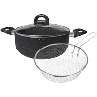 4big.fun Cheffinger Topf-Set 3-tlg. Frittiertopf + Frittierkorb + Glasdeckel