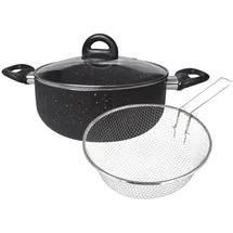 4big.fun Cheffinger Topf-Set 3-tlg. Frittiertopf + Frittierkorb + Glasdeckel